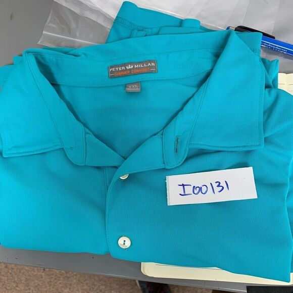 Peter Millar Polo Shirt Mens Size XXL 2XL Teal Blue Summer Comfort Short Sleeve - Picture 12 of 12